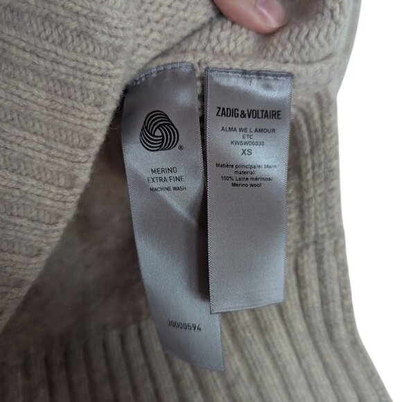Zadig & Voltaire Alma L’Amour Etc Merino Wool Turtleneck Sweater XS - Picture 6 of 9